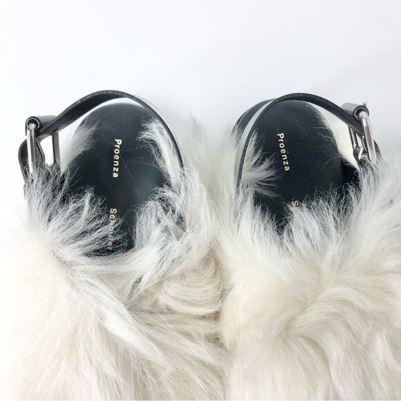 NIB Proenza Schouler Square Shearling Cream Lamb Fur Sandals Women’ 36 Shoes - Picture 4 of 11